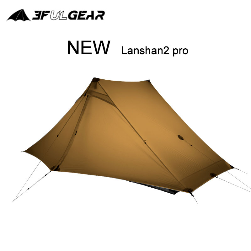 Cheap Goat Tents 3F UL GEAR Lanshan 2 Pro 2 Person 3 4 Season Outdoor Camping Tent Professional 20D Ultralight Nylon Both Sides Silicon Tent